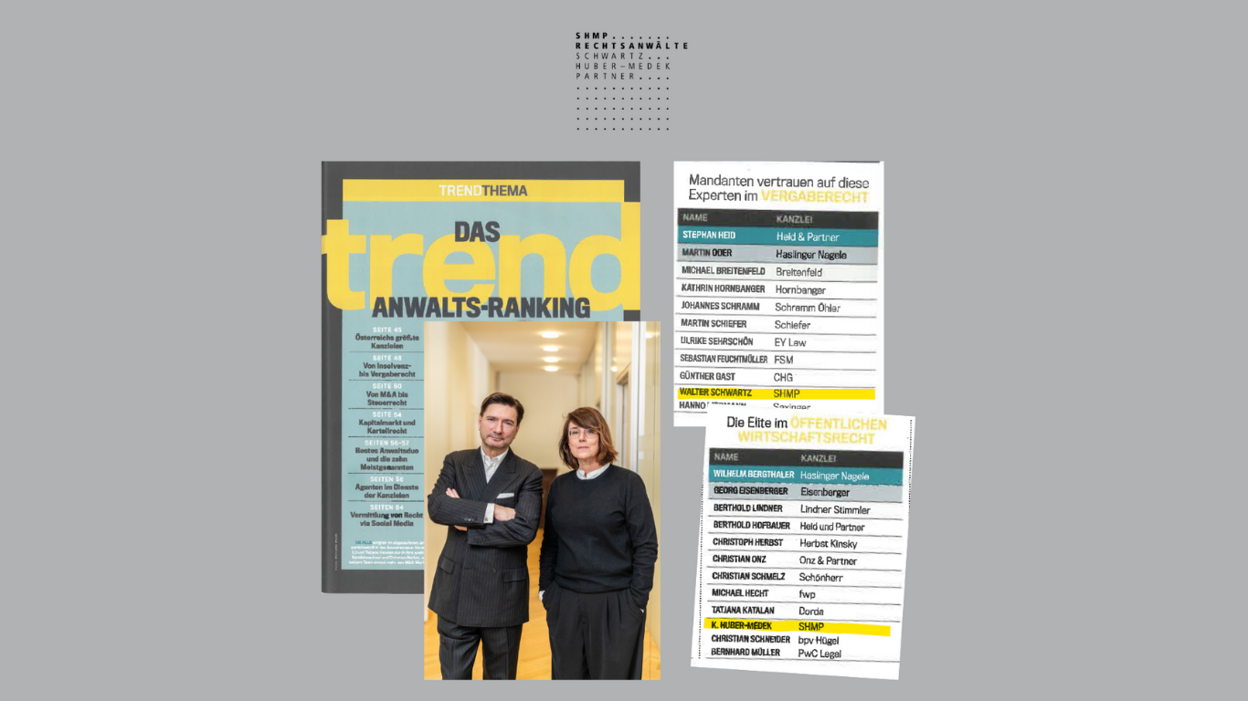 Graphic with the trend title page and the award from Dr Schwartz and Dr Huber-Medek. Grafik mit dem trend-Titelblatt und der Auszeichnung von Dr. Schwartz und Frau Dr. Huber-Medek.