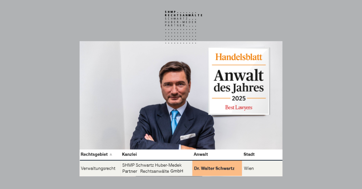 Auszeichnung im Handelsblatt als bester Anwalt Österreichs im Verwaltungsrecht